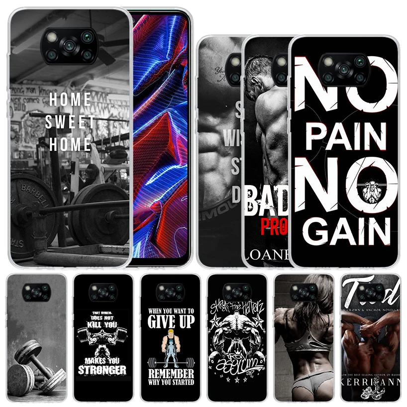 Bodybuilding Gym Fitness Soft Cover for Xiaomi Poco X5 Pro X4 Gt X3 Nfc M5S Print Phone Case M4 M3 M2 F3 F2 F1 Mi Note 10 Lite C