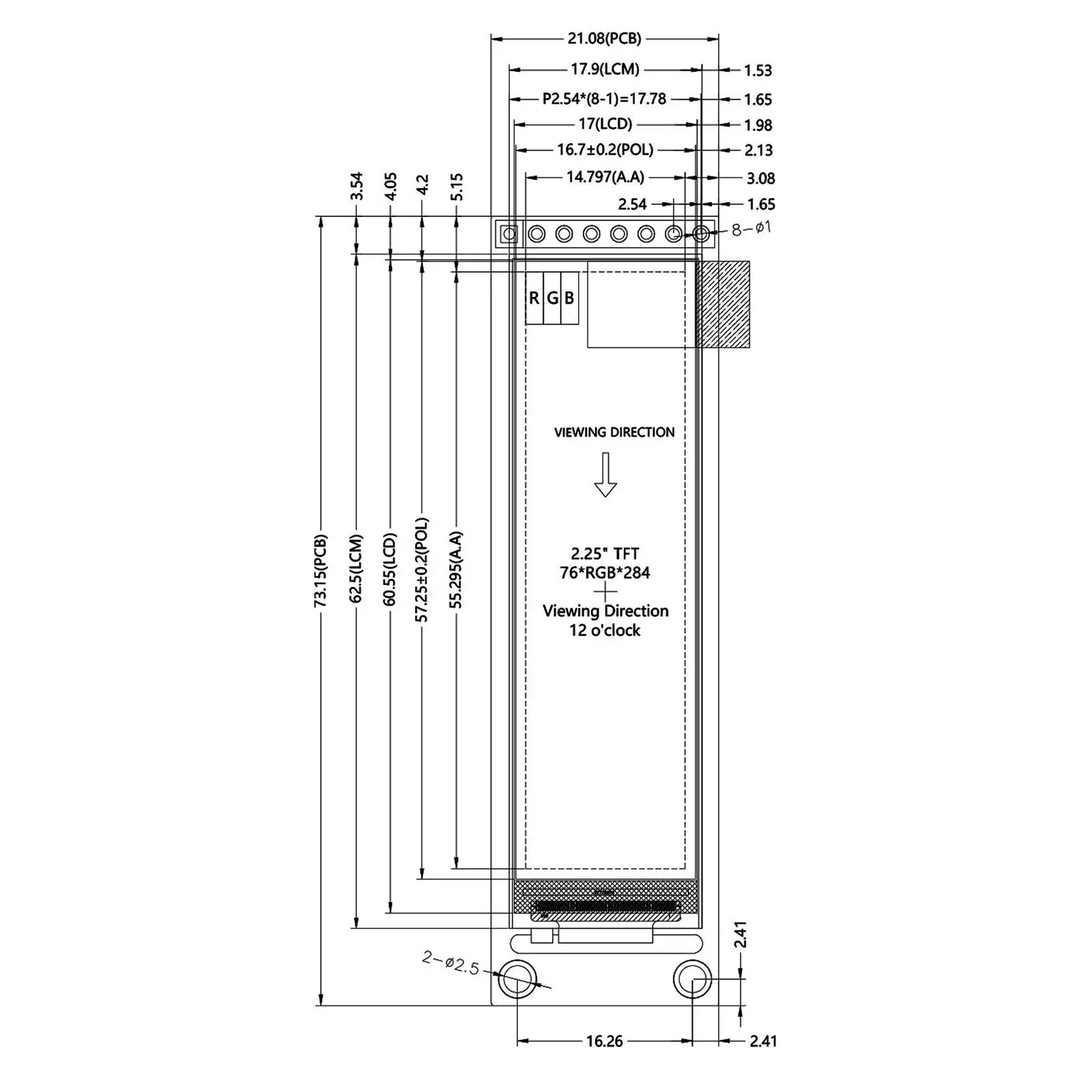 Display Module Screen Module Full Viewing Angle Screen Reliable Construction Suitable for Embedded
