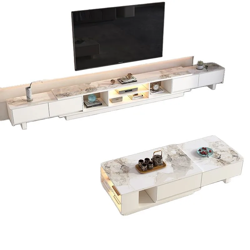 Stone slab luxury modern home small apartment, new living room with expandable coffee table