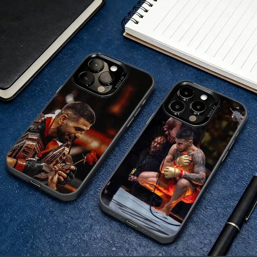 

I-Ilia T-Topuria Phone Case For iPhone 17,16,15,14,13,12,11 Plus,Pro Max,XS,Colored Silver Plated Inside Cover