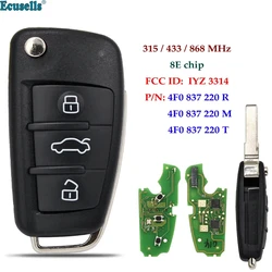 3B Flip Remote Key Fob FSK 315MHz/ 434MHz/ 868MHz 8E Chip per Audi A6 S6 Q7 2004-2015 IYZ 3314 4F0837220R 4F0837220M 4F0837220T