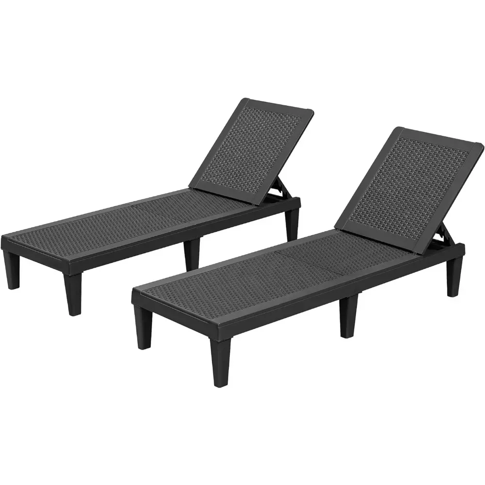 

Outdoor Lounge Chairs Set of 2, Quick Assembly & Waterproof Patio Chaise Lounge with Adjustable Backrest, Sun Lounge.