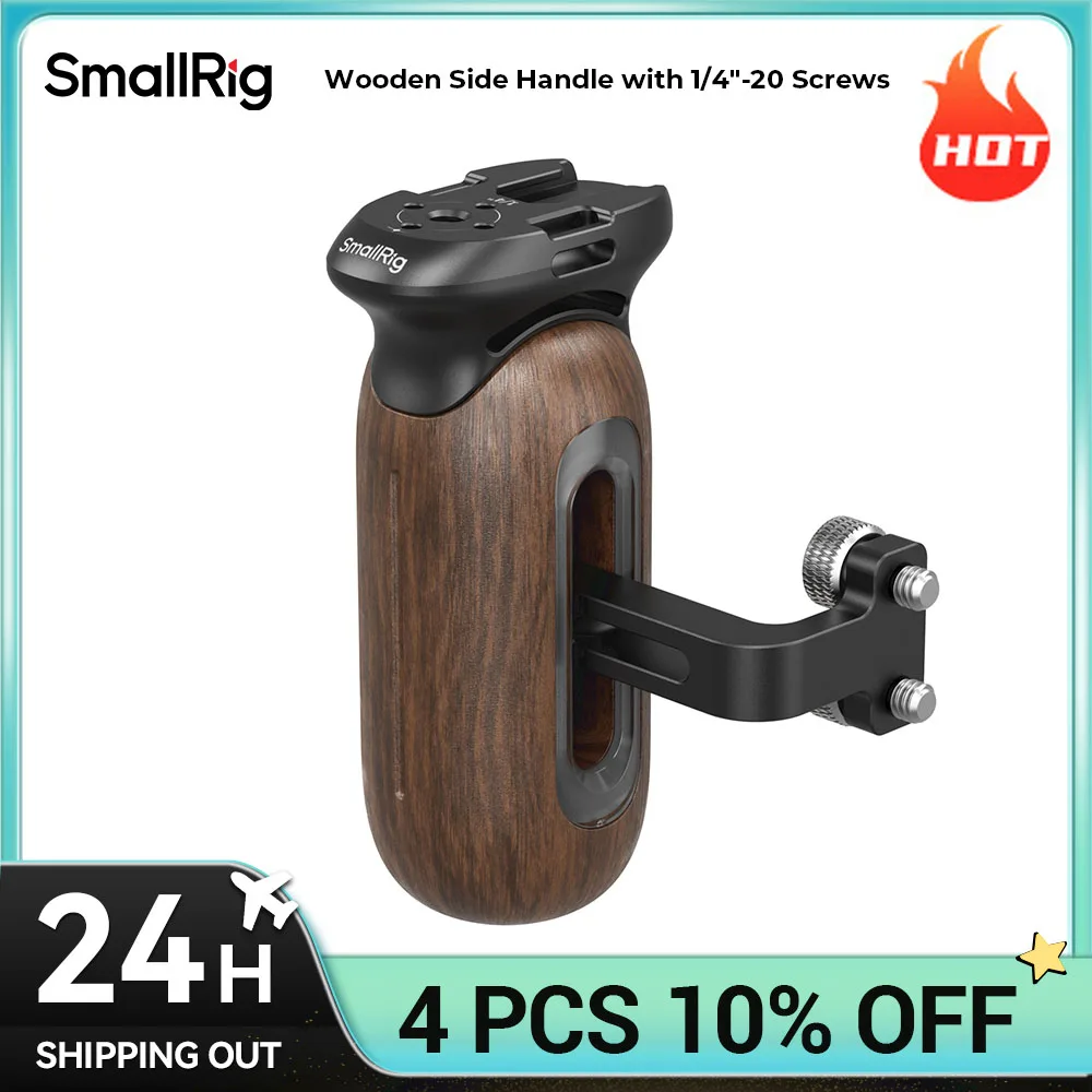 smallrig-wooden-side-handle-with-1-4-20-screws-arri-locating-screws-nato-clamp-vertical-adjustment-for-camera-cages-or-plates