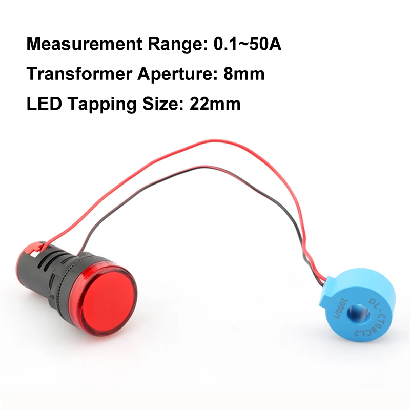 NJXSE DL-CT08CL2 Current Indicator 5A 10A 20A 30A 40A 50A Line Monitor Led Light Current Transformer with Led Signal Indicator