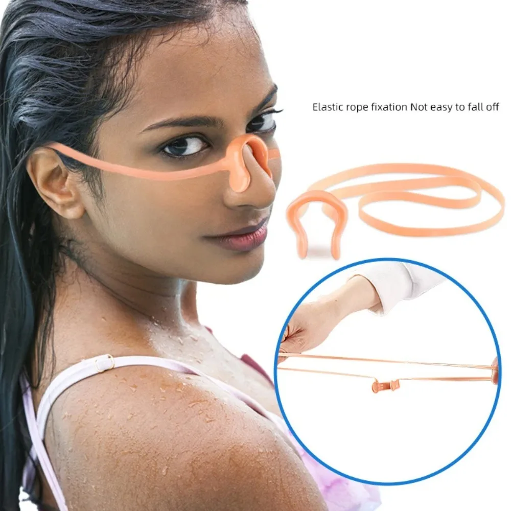 With String Swimming Nose Clip Strapped Soft Silicone Rope Nose Clip Waterproof Latex Swimming Nose Plugs Sleeping Snoring