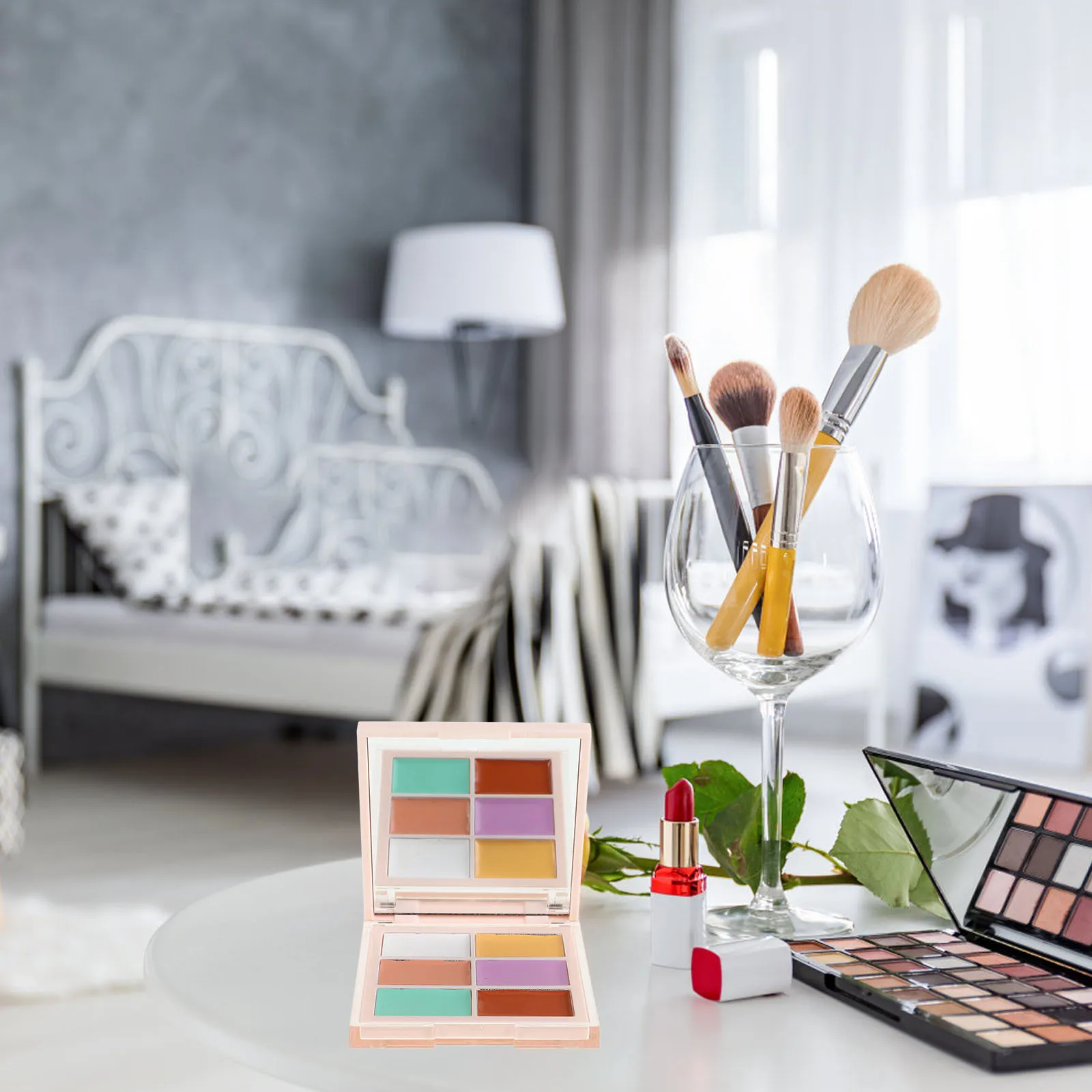 

Color Correcting Concealer Palette Corrector Makeup Contour for Women with Highlighter and Cream