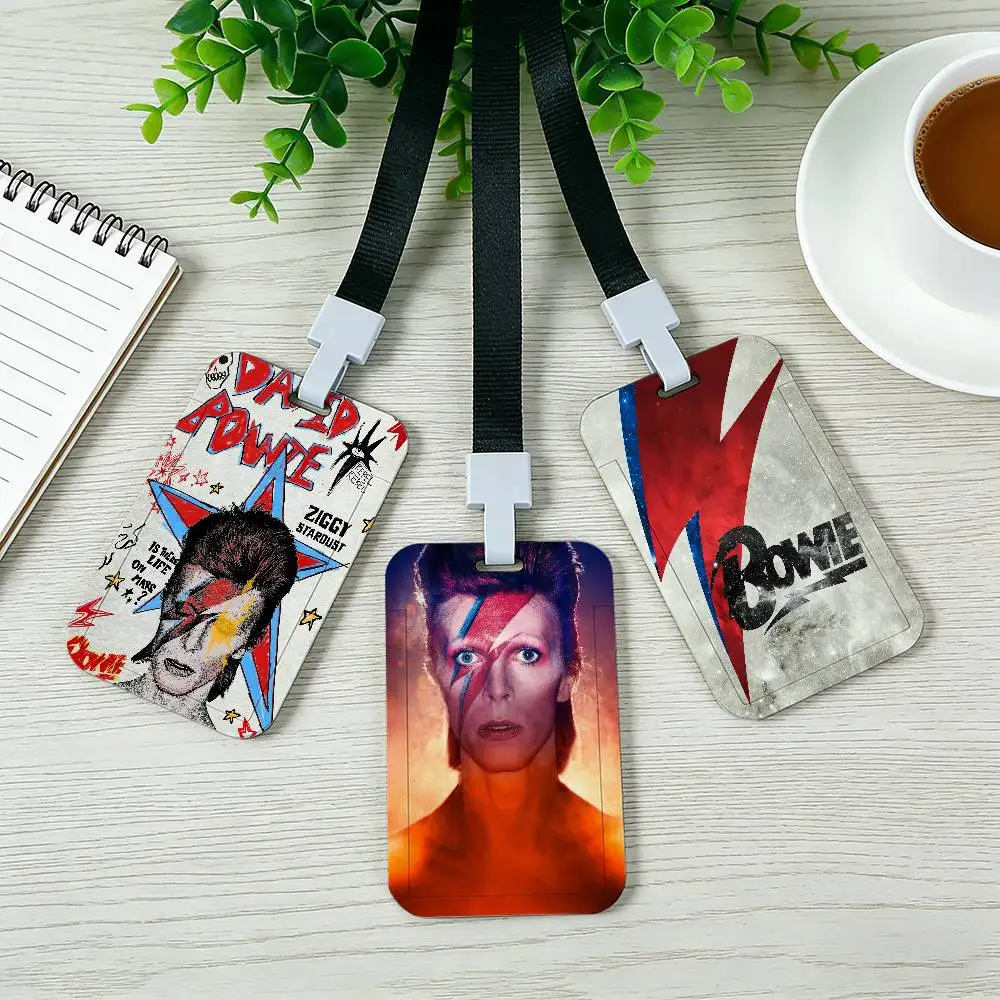 Singer D-David Bowie Card Holder Employee Card Cover Lanyard Work Business ID Badge Holder Name Tag Cards Case