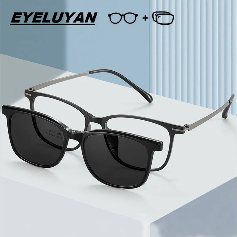 

EYELUYAN Prescription Glasses Men Women Anti Blue Myopia Hyperopia Progressive Eyegasses Optical Eyewear with Polarized Clip