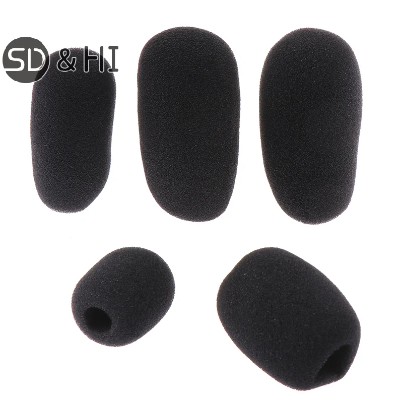 5PCS Foam Earphone Mic Cover Microphone Windscreen Headphone Sponge Black Microphone Dedicated Set Headset Replacement