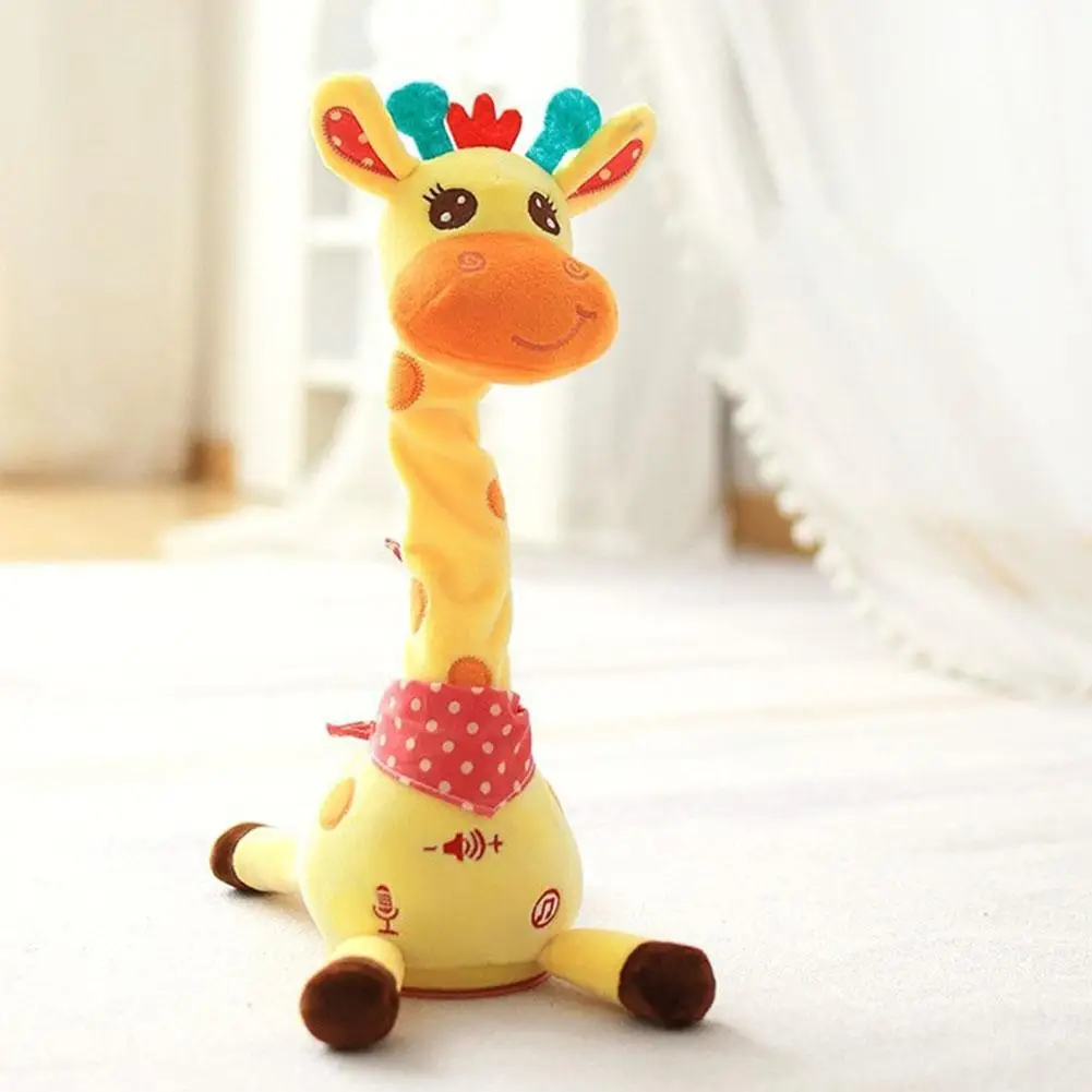 Electric Singing Dancing Giraffe Toy With Light & Voice Recording, Swing Motion Interactive Plush Animal For Kids Gift