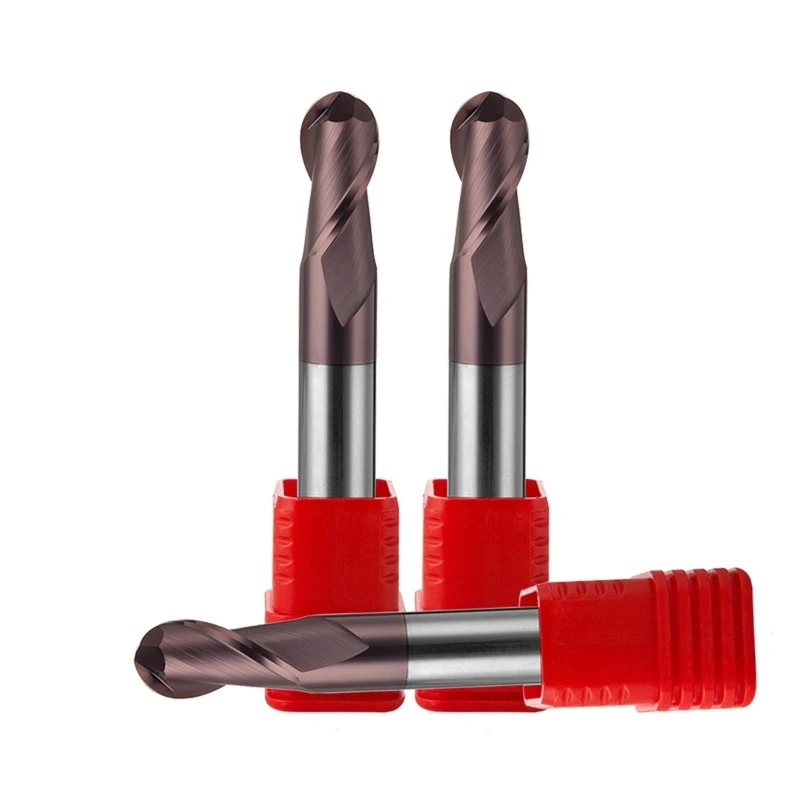 Ball Nose End Mill HRC62 Tungsten Carbide Cutter CNC Router Bit R0.5 R0.75 R1,R1.25 R2 R3mm -R10mm 2Flute Carbide Slot Drill