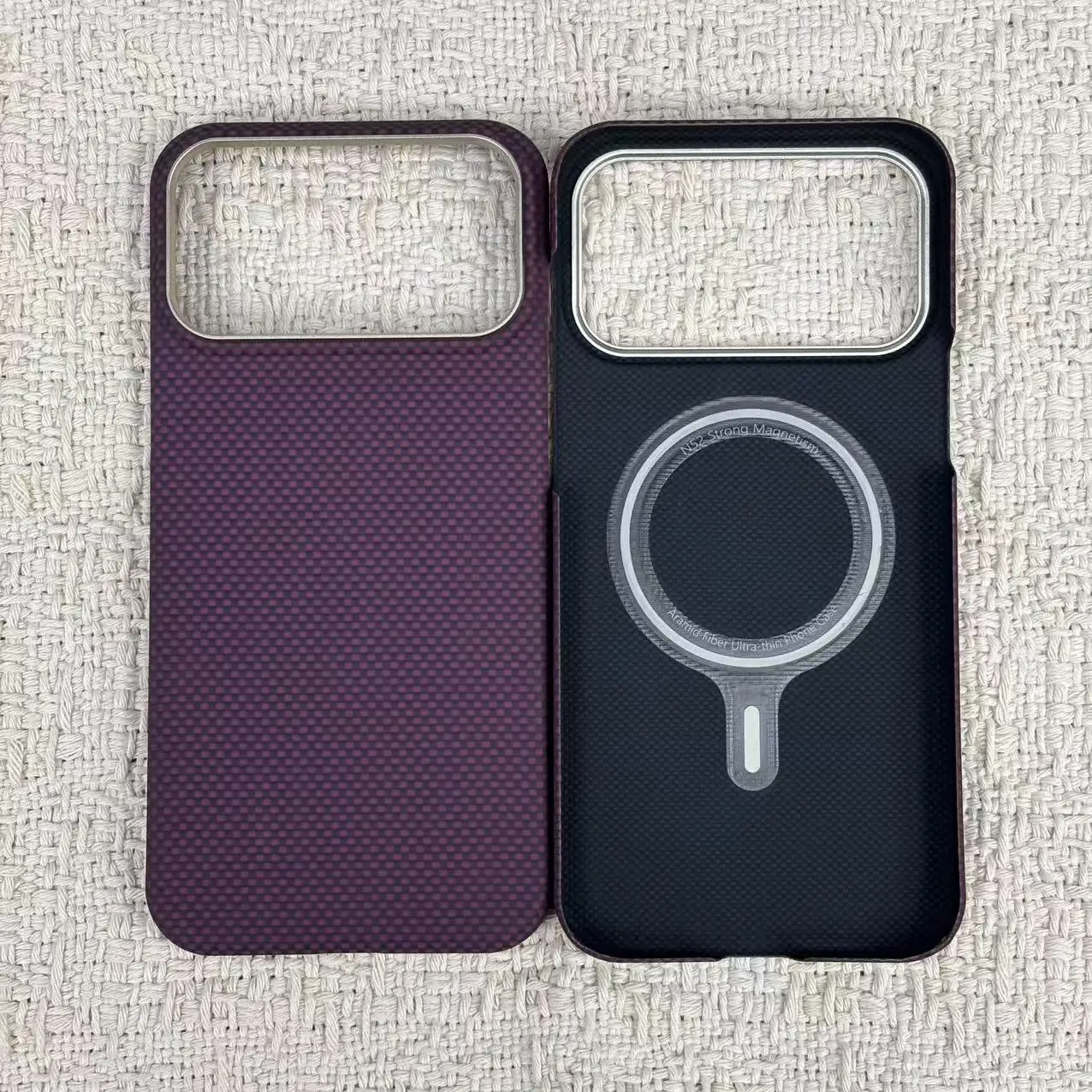 Suitable for iPhone 18 Promax Kevlar phone case, aramid fiber lightweight and anti drop 17 Pro cherry powder magnetic protection