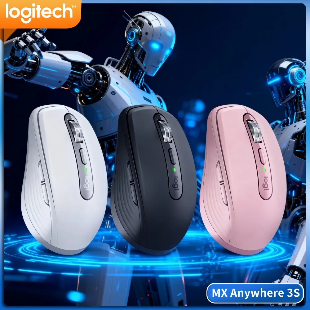 Durable MX Anywhere 3S Mouse - 8000 DPI, Hyper-Scroll, Anti-Slip Grip, Perfect For Park Workspace & Office Desk