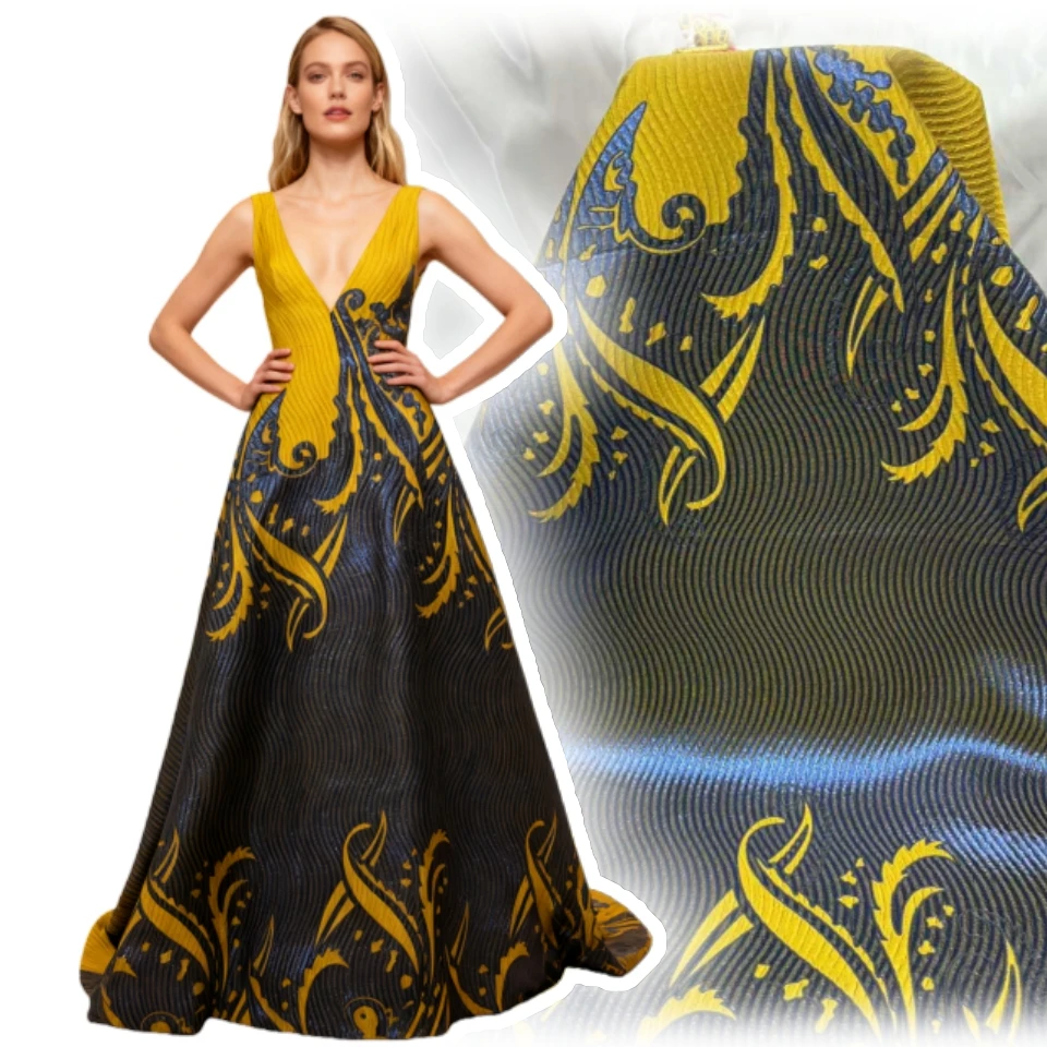 

African 5Yards Damask Lace 2025 High Quality French Brocade Lace Fabric Nigerian Jacquard for Women Party Material Dress CC1810