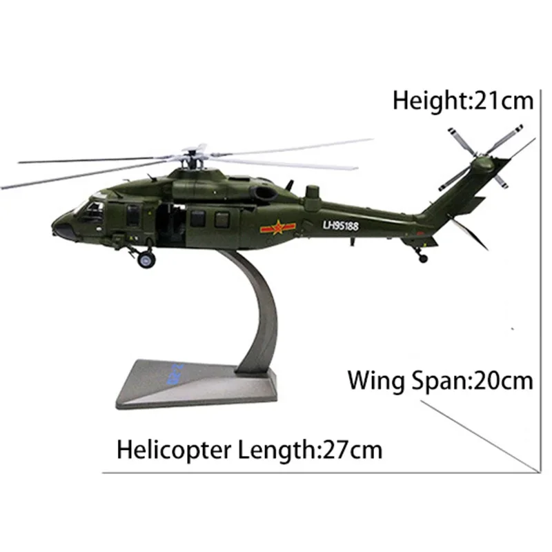 1/72 Scale Alloy Aircraft Chinese Air Force Helicopter Z-20 Fighter Z20 Children Kids Gift for Collection Home Decoration