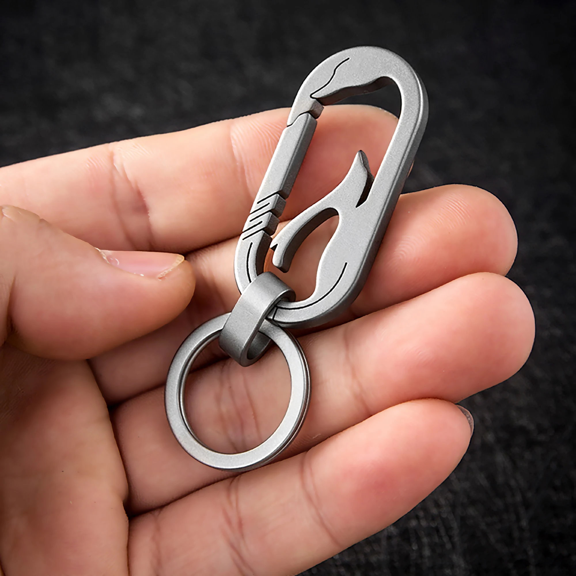 TC4 Ti keychain Solid titanium Oval mermaid decor snap Lock shackle quick release Carabiner Keychain link EDC gift