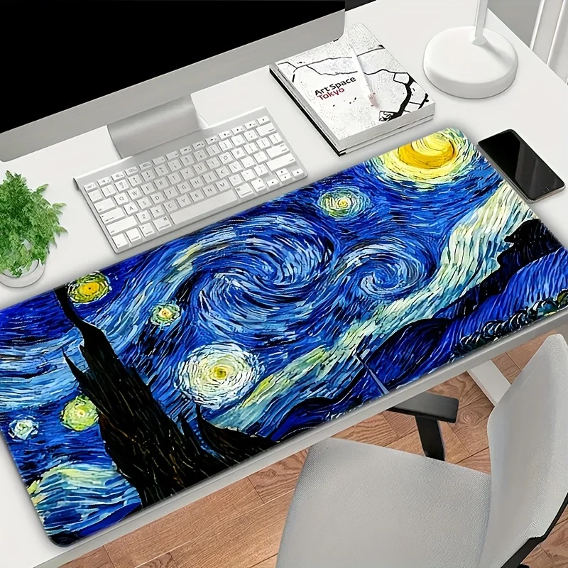 Starry Night Mouse Pad Oversized Non-Slip Rubber Desk Mat Durable Office Gaming Pad