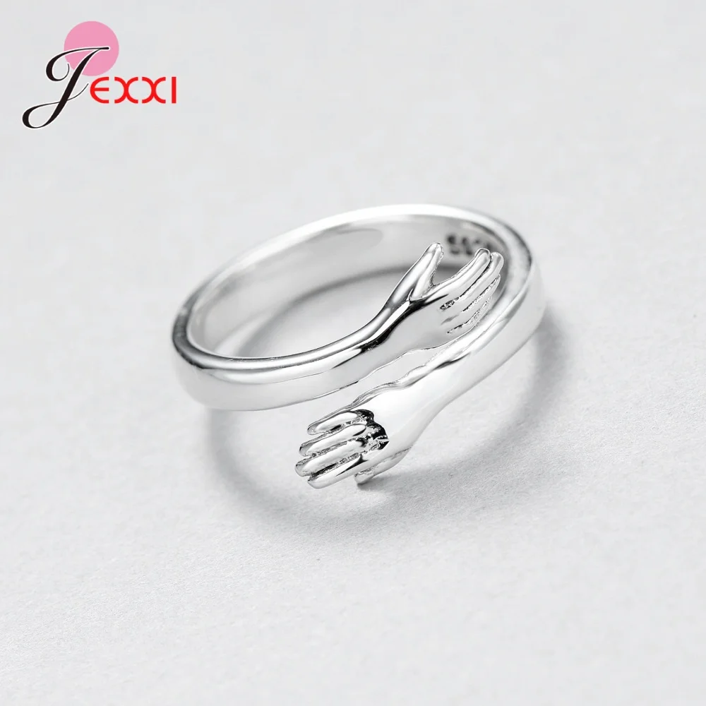 Sterling Silver 925 Embrace Opening Adjustable Finger Rings Women And Men Christmas Jewelry Accessories Bijoux New