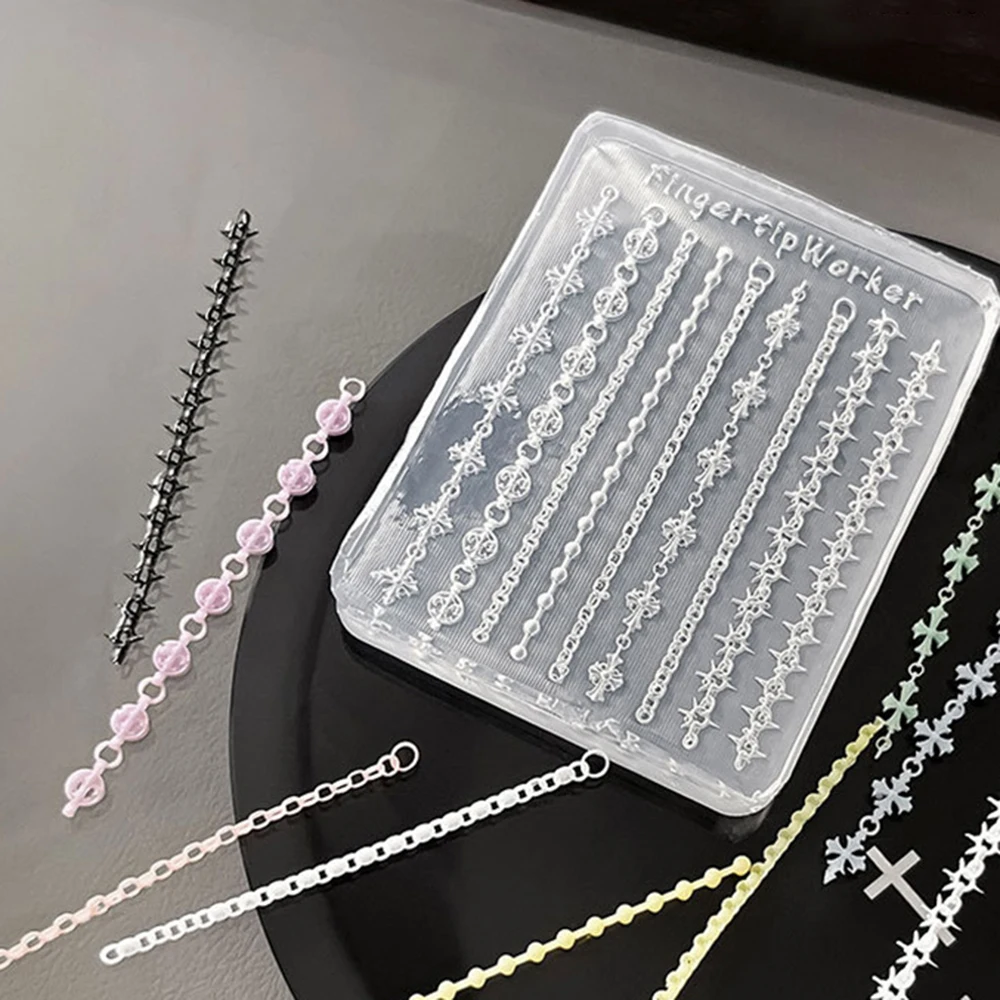 Gothic Chain Nail Art Mold High Transparent Silicone Manicure Mold DIY Carving Home Salon Nail Art Making Decoration Tools