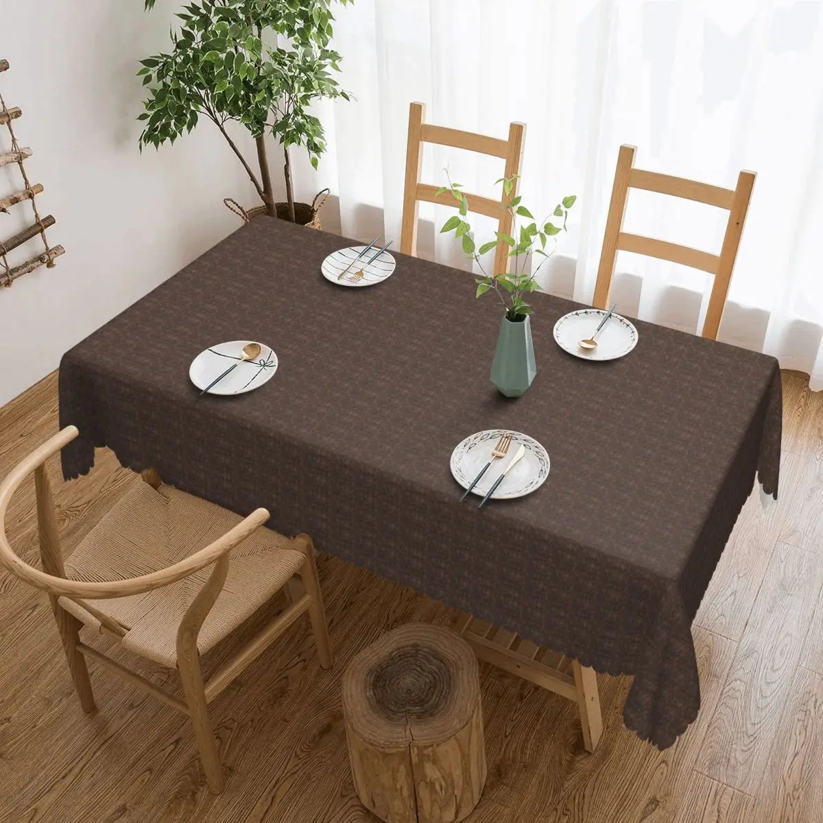 Brown Snake Skin Pattern Design Custom Rectangular Tablecloth Oilproof Table Cover for Dining Events Table Cloth