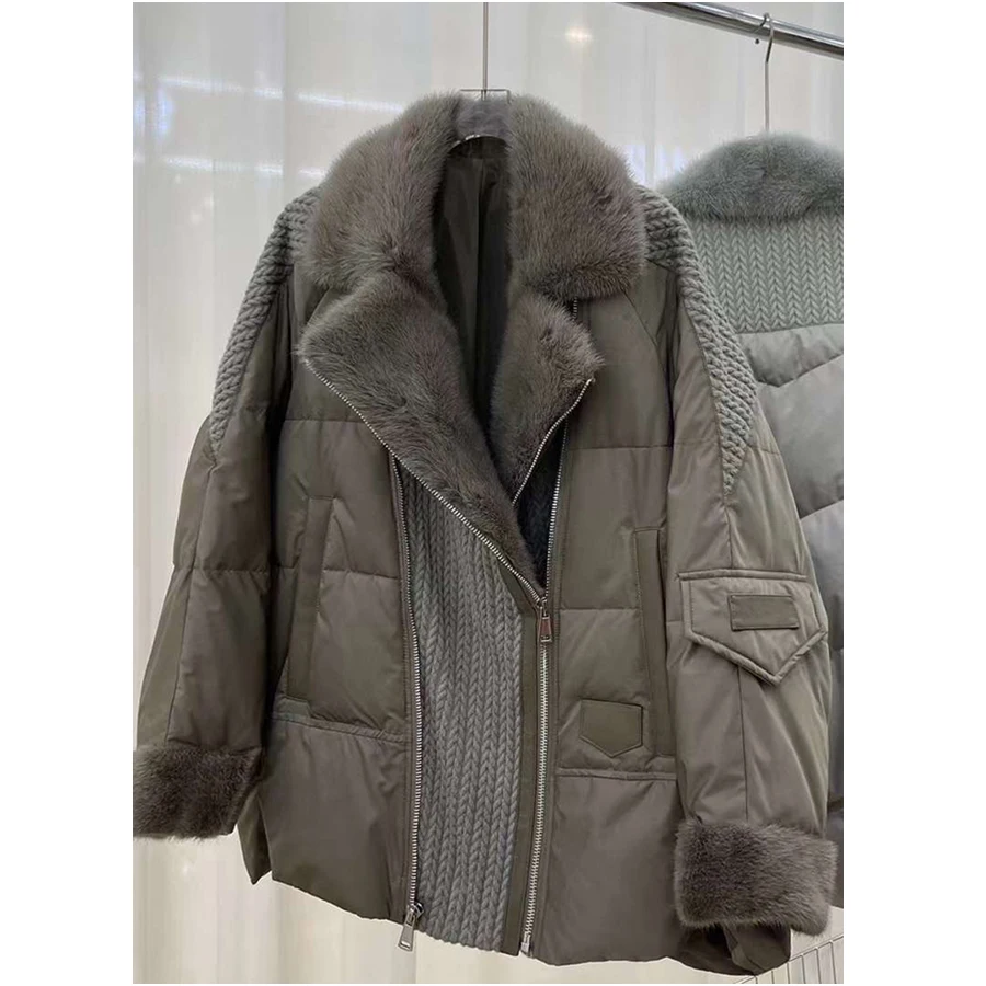 Goose Puffer With Real Fur Natural Mink Fur Goose Down Coat Winter Down Coat For Women Luxury