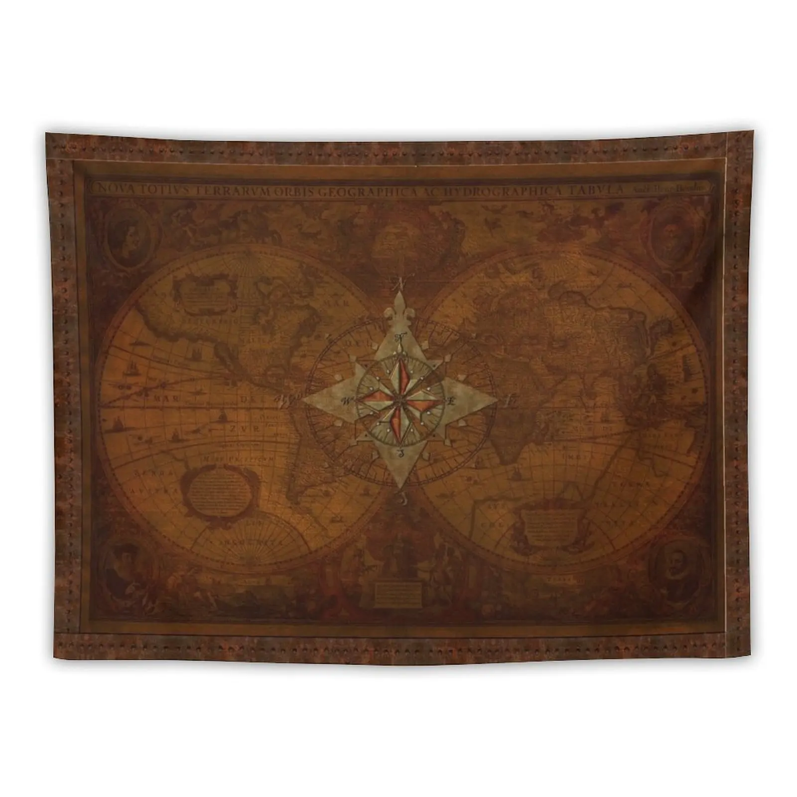 

Steampunk Compass Rose & Antique Map Tapestry Aesthetic Decoration Bedroom Deco Decorative Wall Mural Tapestry