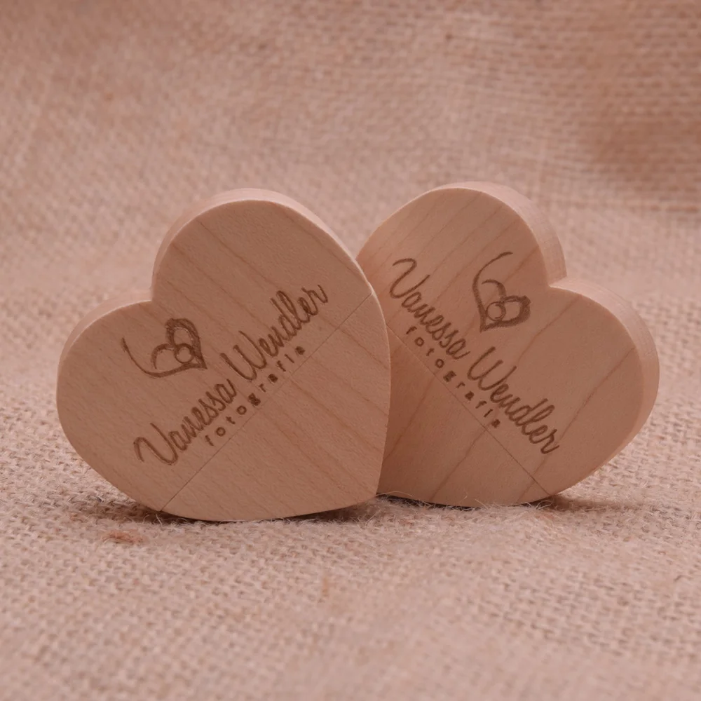 30pcs/lot wooden Heart USB Flash Drive Pendrive 64GB 32GB 16GB 8GB 4GB U Disk USB 2.0 Memory Stick photography wedding gifts