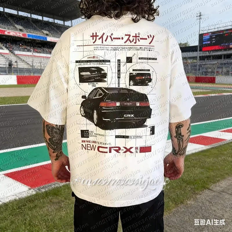 

Летняя коллекция 2025-26: Модная футболка Honda с графическим принтом, 100% хлопок, свободный крой, повседневная, удобная и дышащая