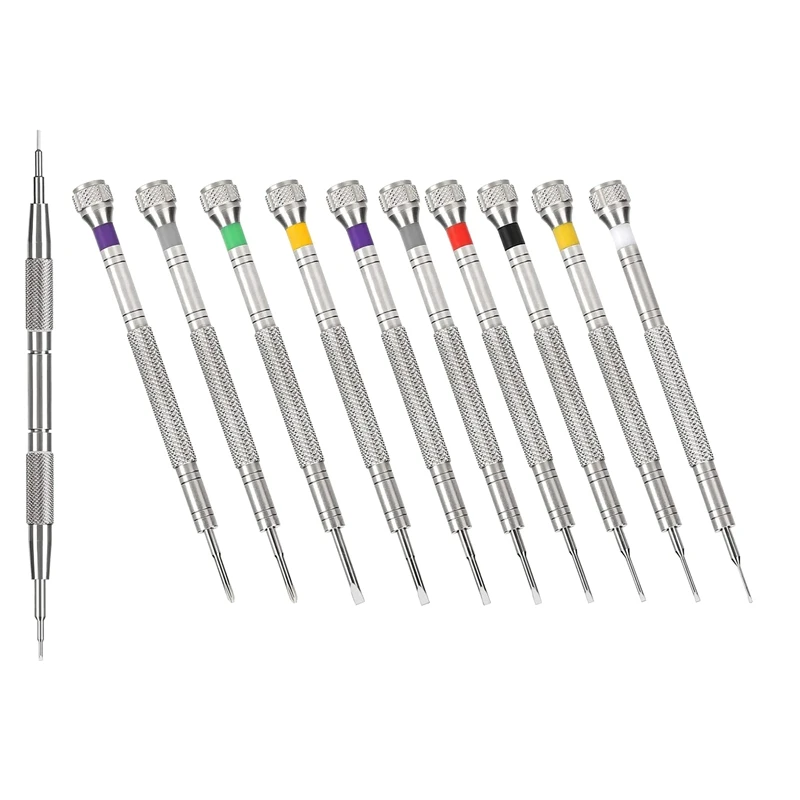 B-M 10PCS Professional Watchmaker Screwdriver + 1PCS Spring Bar Tool, Watch Screwdriver For Watch Repair, Eyeglasses Repair