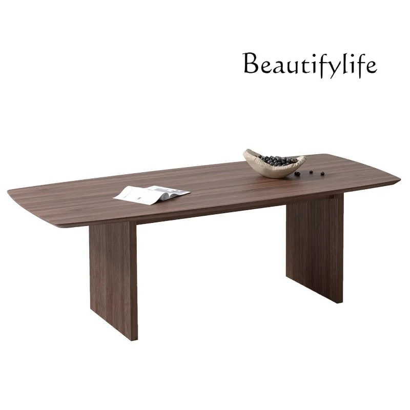 

Black walnut large apartment horse belly dining table household modern simple Italian solid wood dining table