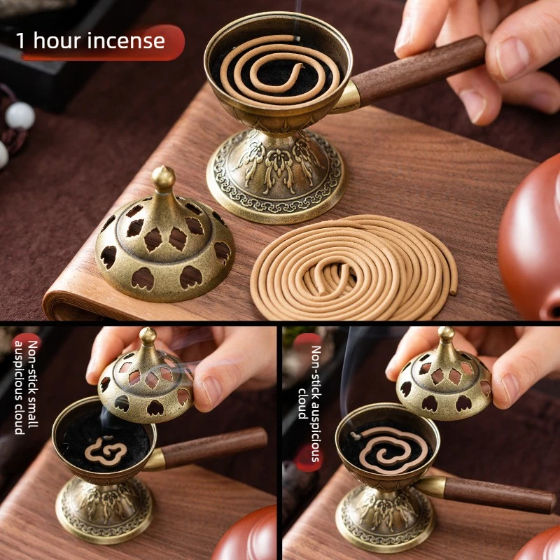 Rotating Handheld Stove Small Xiangyun No Sticky Powder Pear Account Incense Pan Fragrance Long-lasting Incense Burner