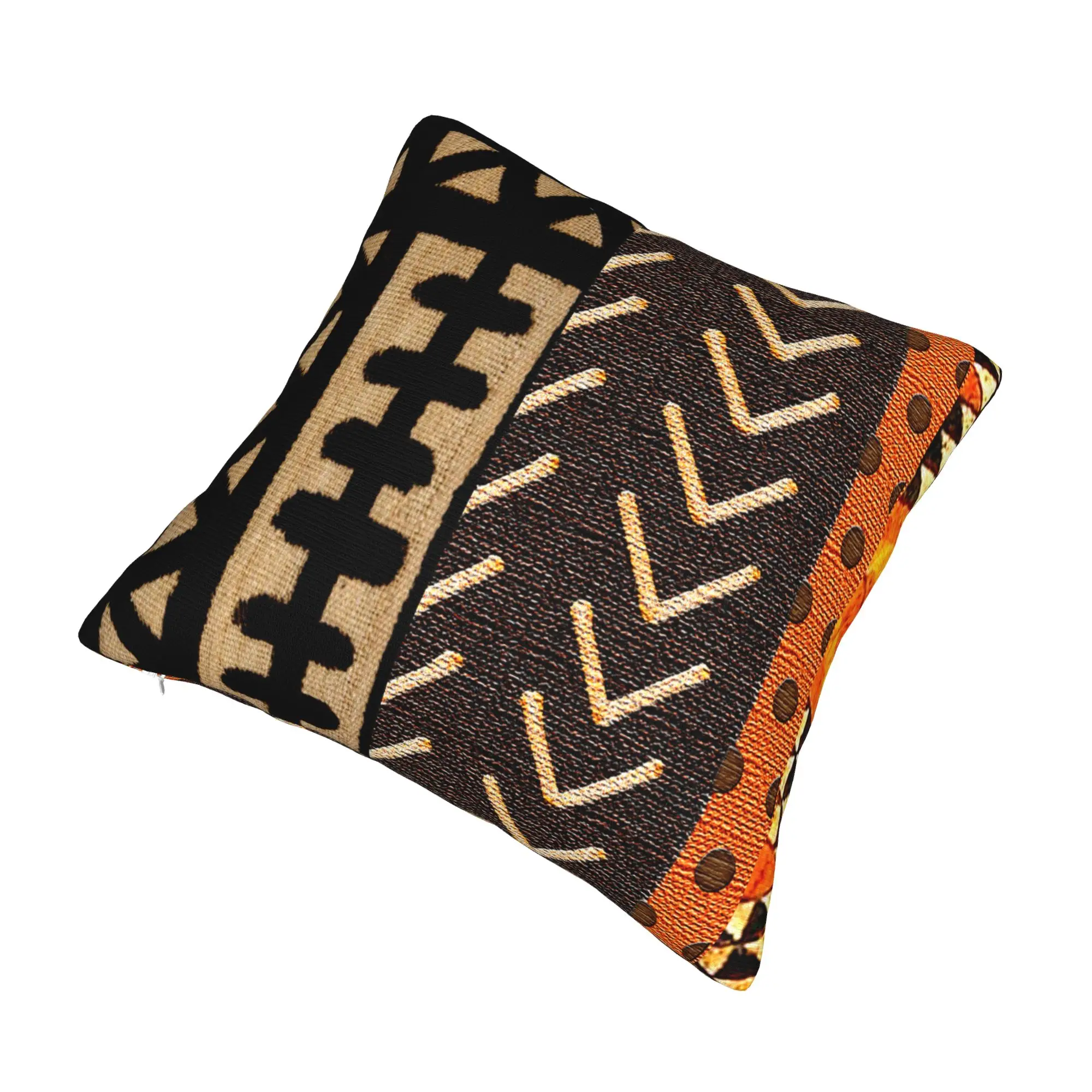 African Mud Cloth Pillowcase Soft Polyester Cushion Cover Decoration Ancient Throw Pillow Case Cover Home Zippered 40X40cm