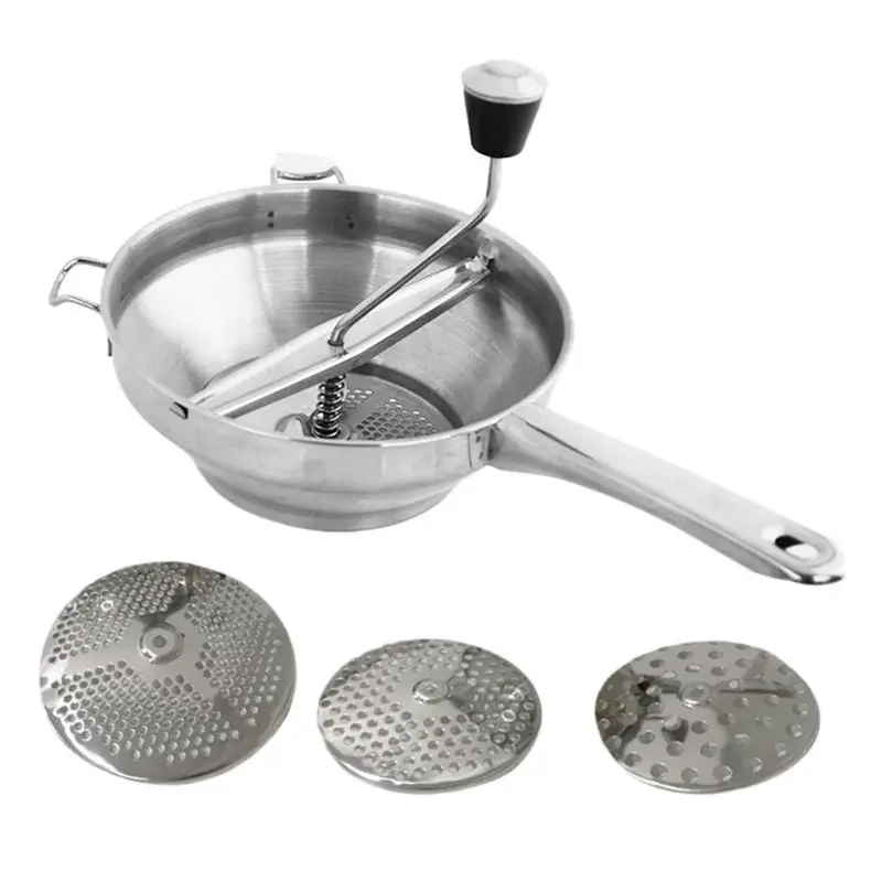 

Food Mill For Applesauce Ergonomic 3 Milling Discs Food Mill Stainless Steel Food Grinder Rotary Kitchen Grinder With Handle