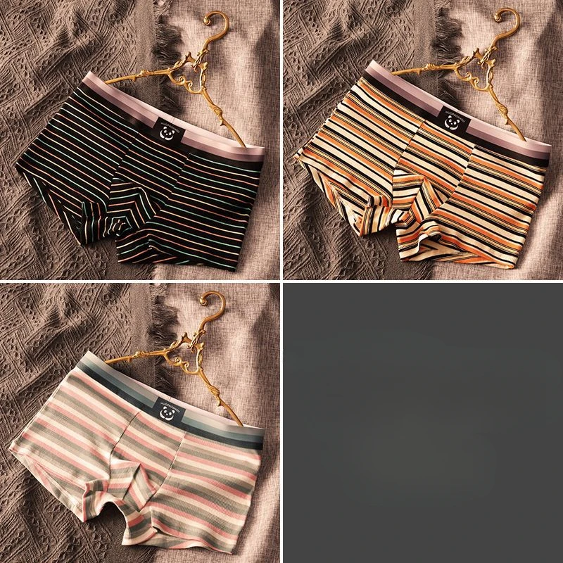 [soft and Comfortable] New Sexy Pure Cotton Pants Trend High-grade Striped Personality Breathable Lovely Men's Underwear  Pants