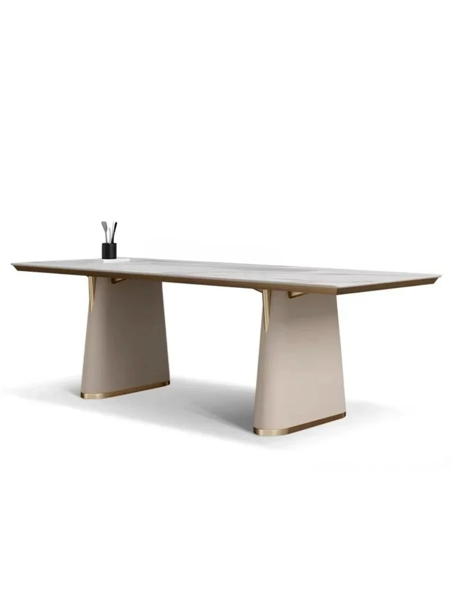 

Italian-Style Light Luxury Ash Wood Tea Table Villa Home Italian-Style Large Flat Pure Solid Wood Stone Plate Tea Stool