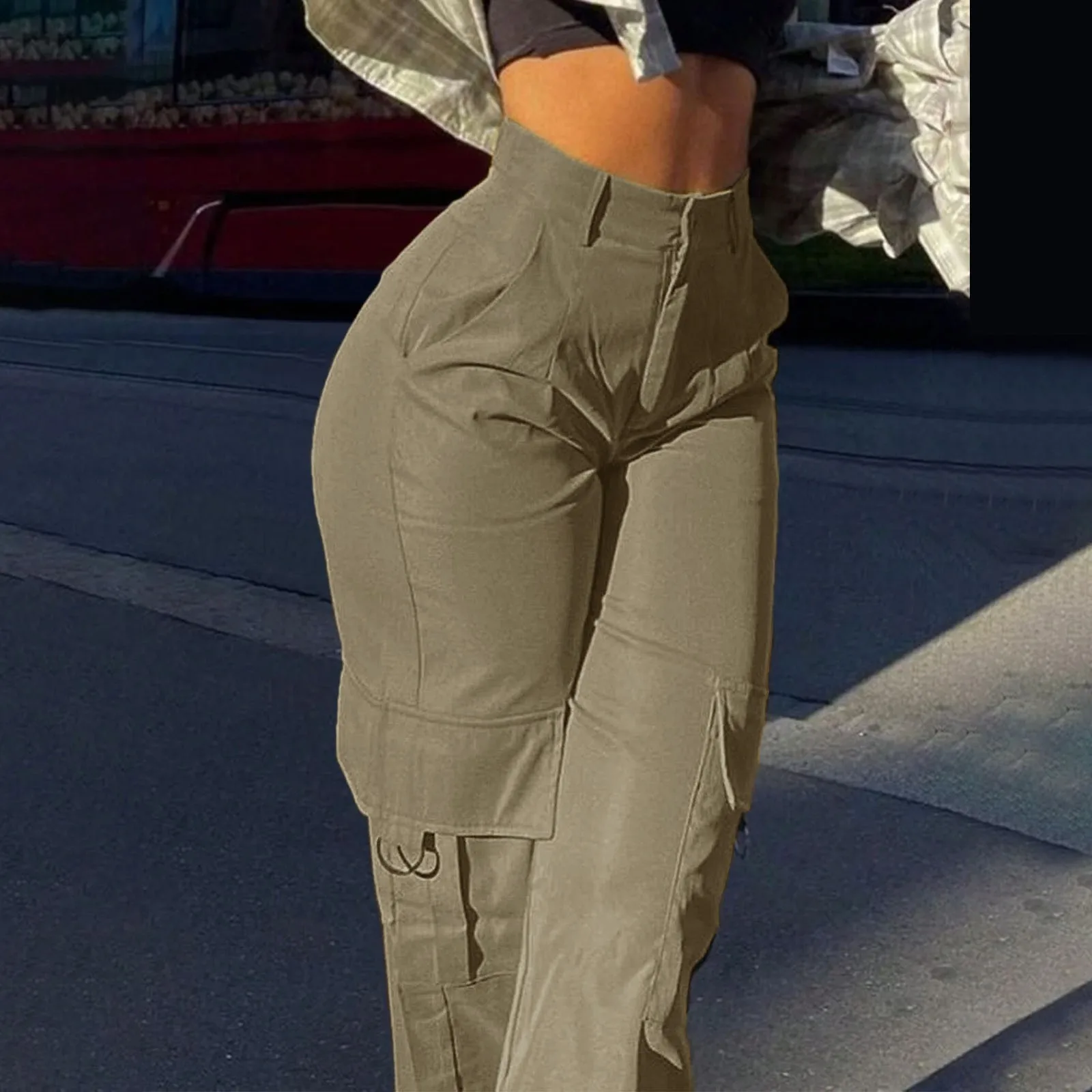 Techwear Cargo Pants For Women High Waist Solid Parachute Versatile Y2k Pants Hip Hop Streetwear Wrapped Hip Jogger Trousers