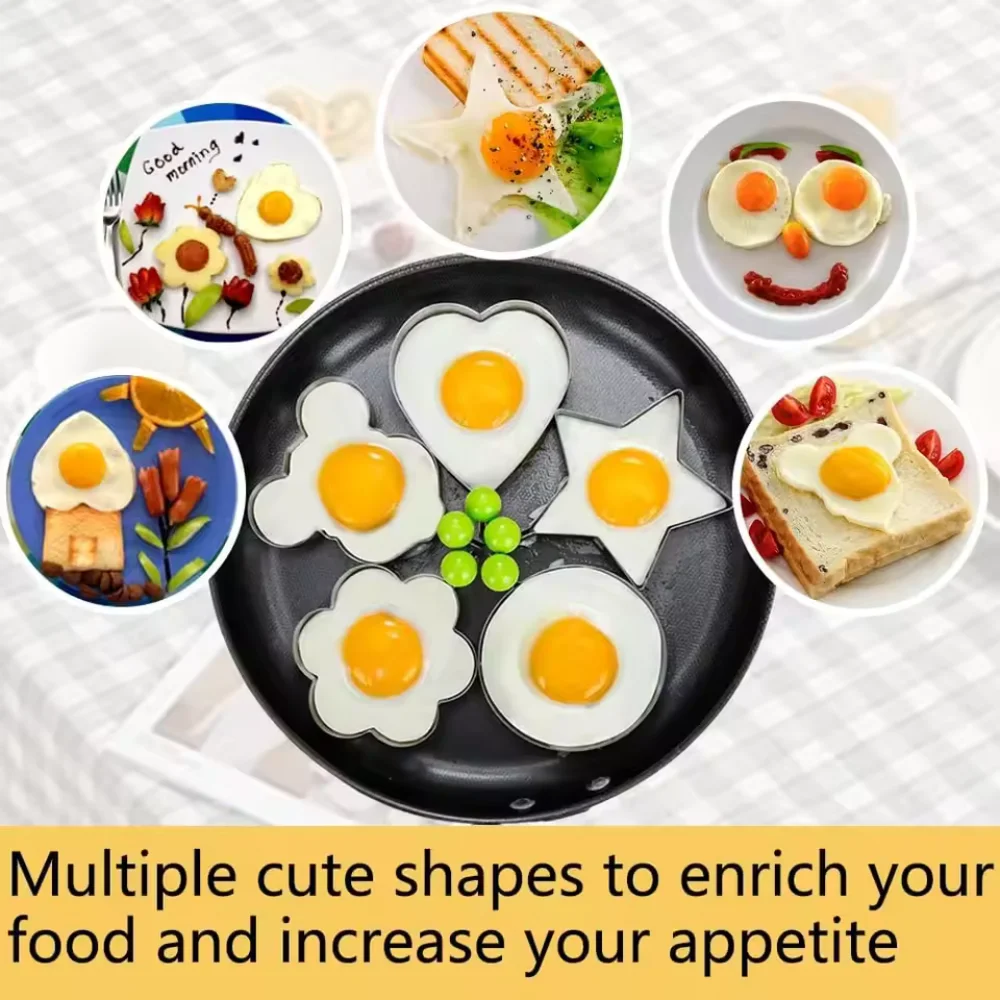 Stainless Steel Fried Egg Mold Thickened Multi Shape Egg Ring For Breakfast Poached Egg And Egg Rice Kitchen Tool