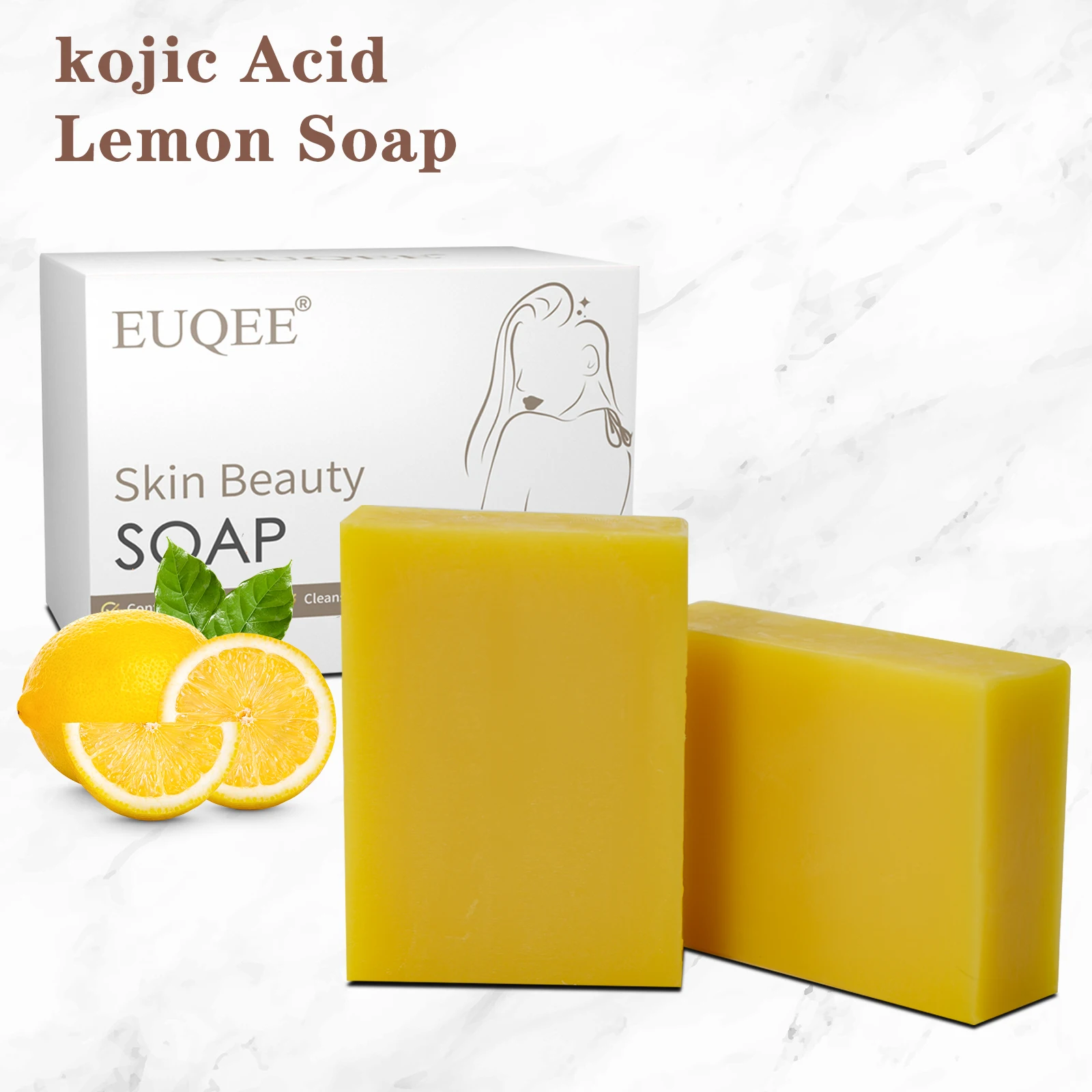 

2pcs Kojic Acid Cleansing Soap Whitening Brightens Balances Skin Lemon Papaya Glutathione Handmade Soap Set for Body Care