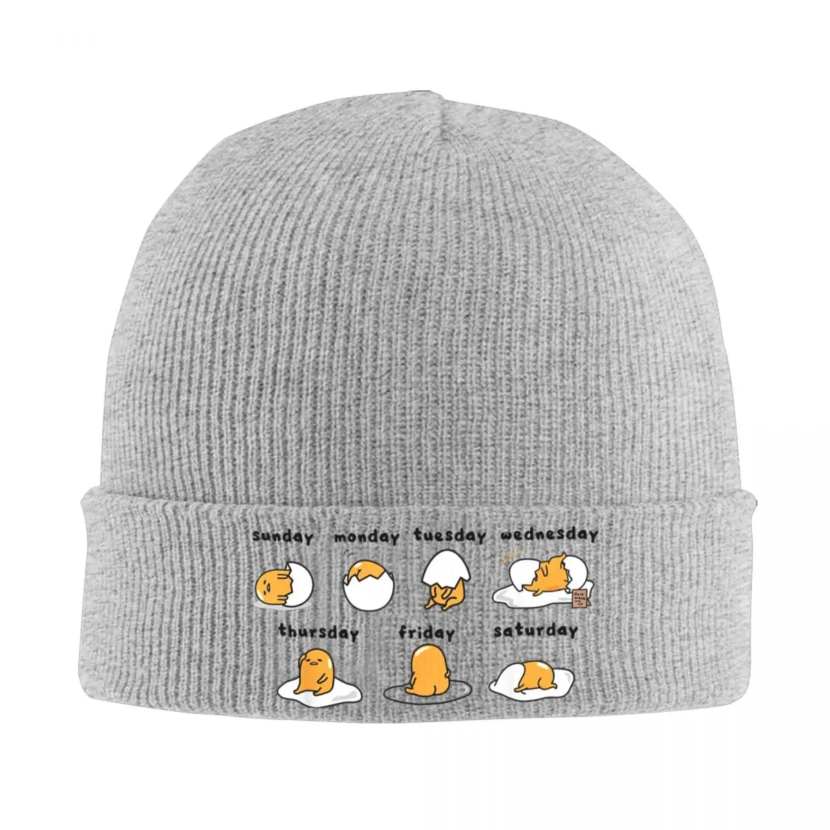 Gudetama Days Of The Week Beanie Hats Men Women Outdoor Sport Skullies Beanies Winter Design Thermal Elastic Beanie Hat