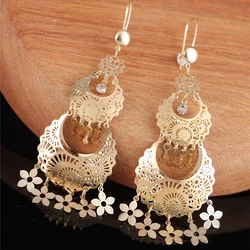 Arab Dangle Earrings with Hollow Tassels Algerian Wedding Jewelry Women Earrings Hollow-out Design Of Love Shape Ear Hook