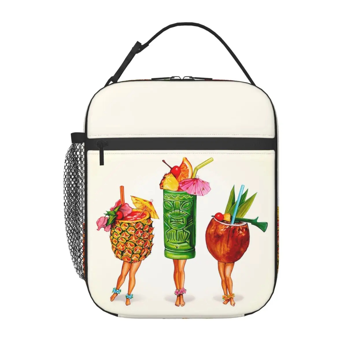 Tiki Cocktail Pin-Up Insulated Lunch Bag for Women Kids Portable Food Boxes Thermal Lunch Box Tote