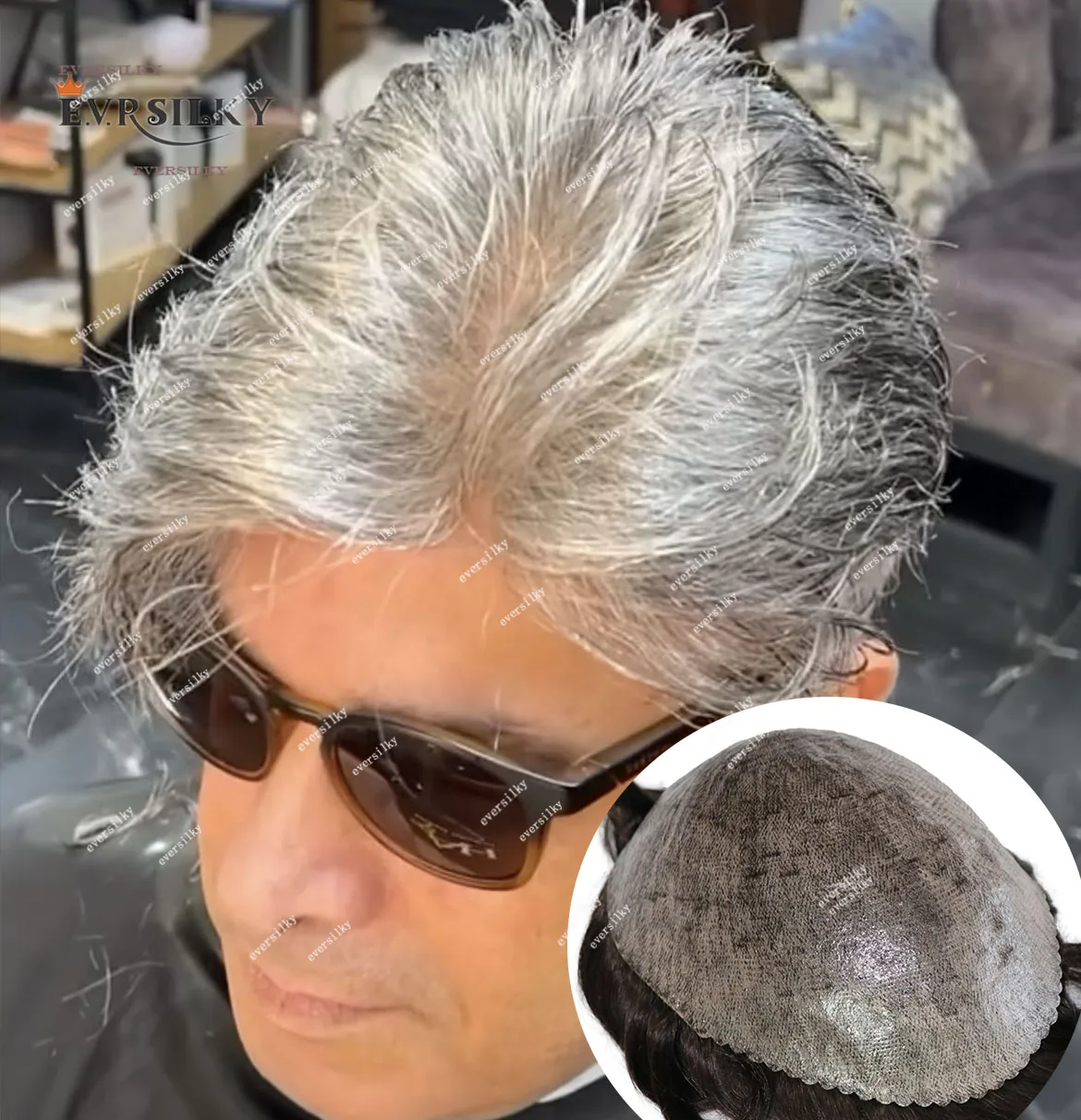 Natural Hairline Grey Black 1B80 1B40 Brown Super Durable Men Toupee Thin Skin Pu Human Hair Wigs Microskin Capillary Prosthesis