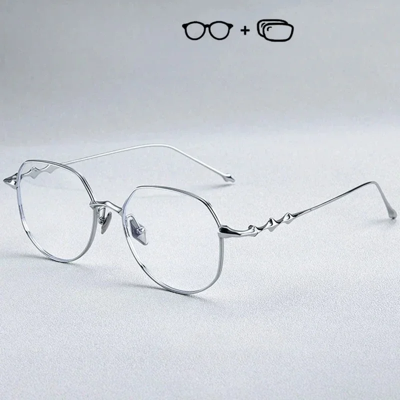 نظارات طبية نسائية من KIZN مضادة للضوء الأزرق نظارات فوتوكروميك بإطار من التيتانيوم النقي مع وصفة