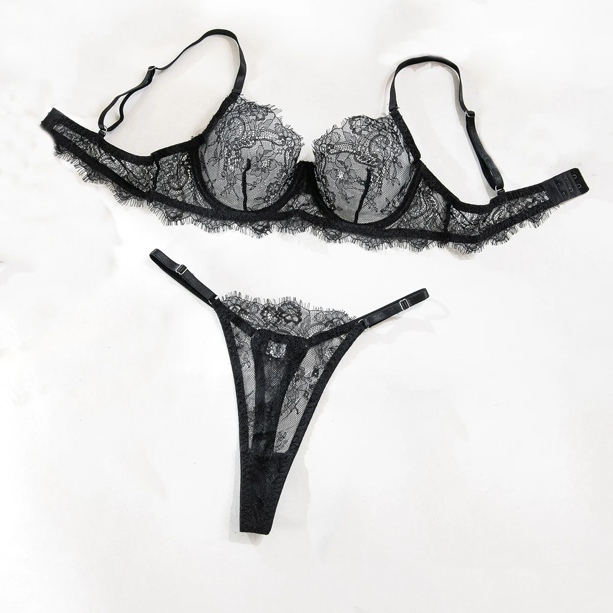 

Sexy Lace Erotic Set Women Thin See Through Lingerie Bra Thong Set Micro Bikini Underwear Sexy Costumes
