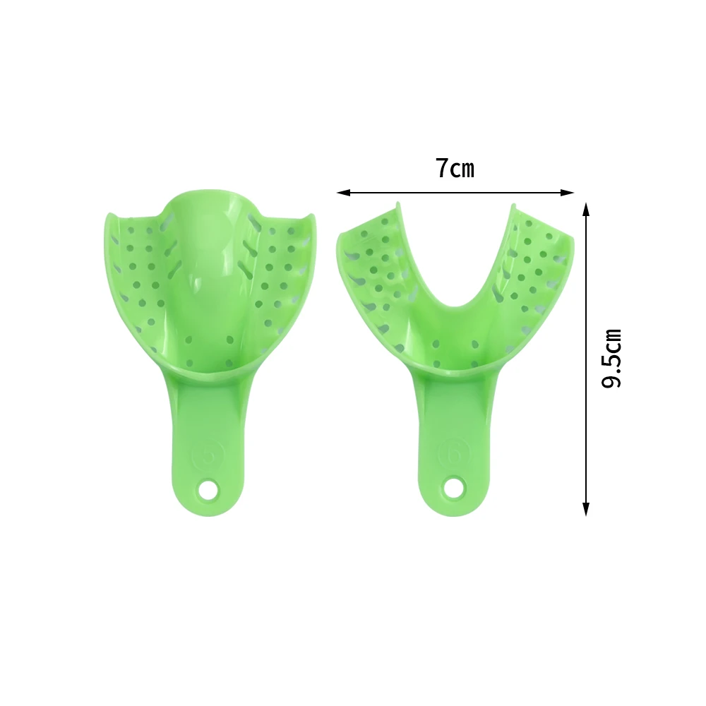 10Pc/Set Dental Impression Tray Green Plastic Denture Tray Implant Plaster Material Tray Oral Hygiene Dental Laboratory Supplies