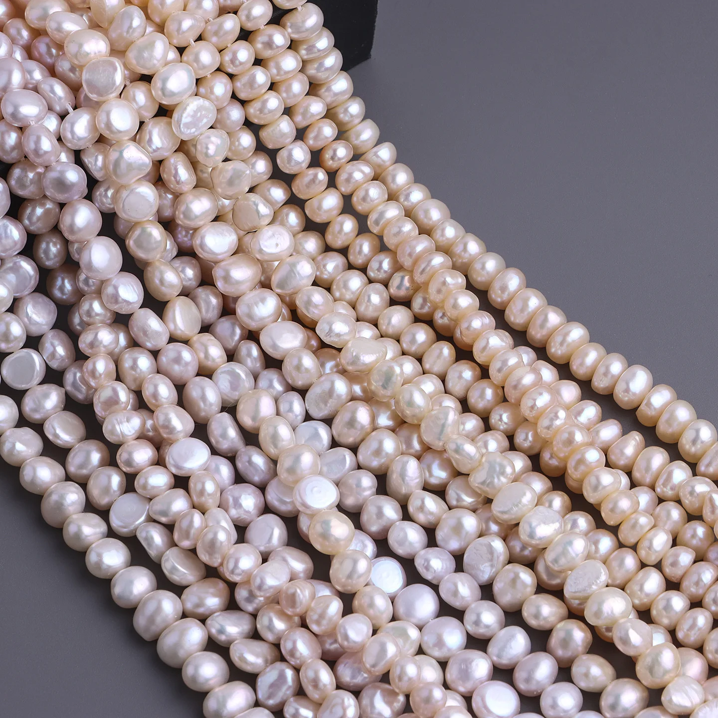 

7-8Mm Color Cross Hole Light on Both Sides, Natural Freshwater Baroque Small Stone Pearl DIY Work in Progress