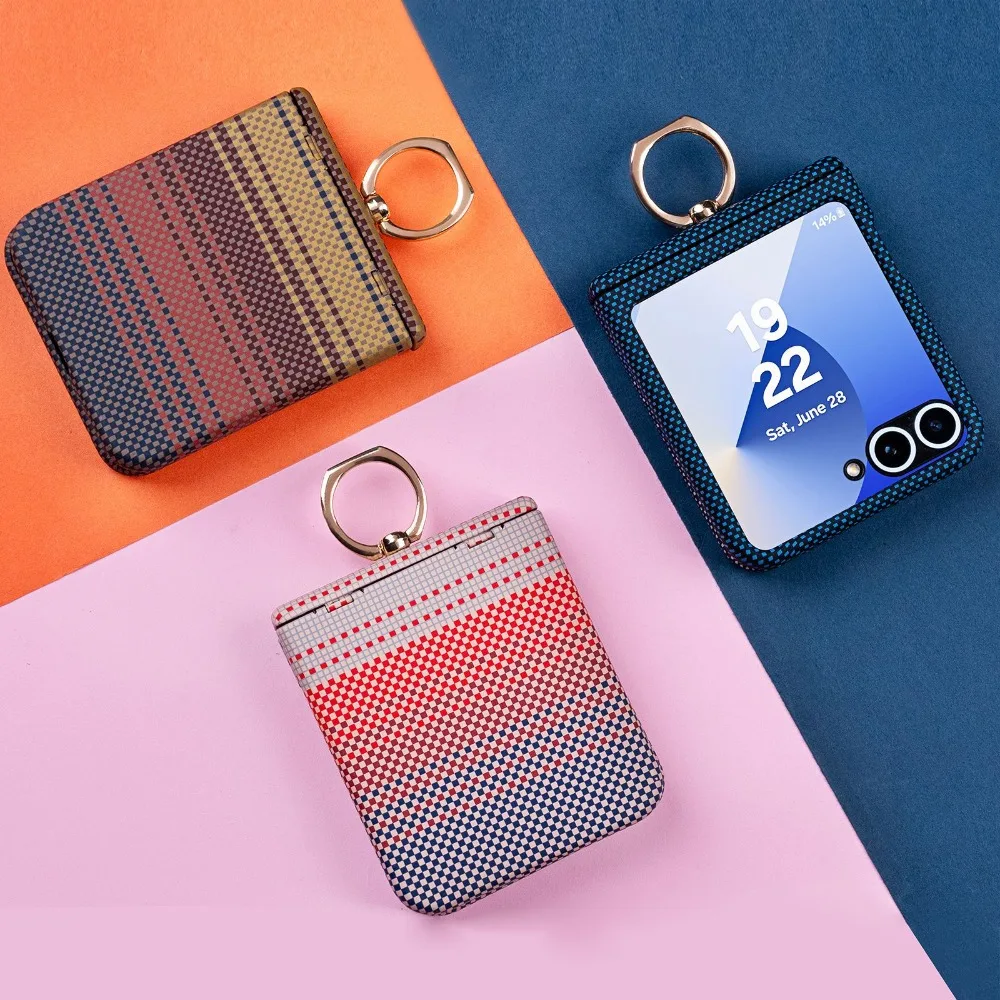 

Роскошный деловой чехол-кронштейн с кольцом на палец для Samsung Z Filp7 6 5 с закаленной пленкой, защитный чехол с узором из углеродного волокна