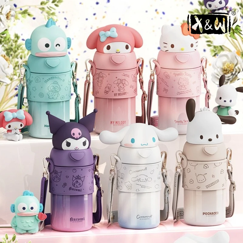 X&W 560ML Sanrio Series Doll Head Thermos Cup 316 Stainless Steel Pop Up Straw Insulated Cup Waterbottle Portable for Outdoor