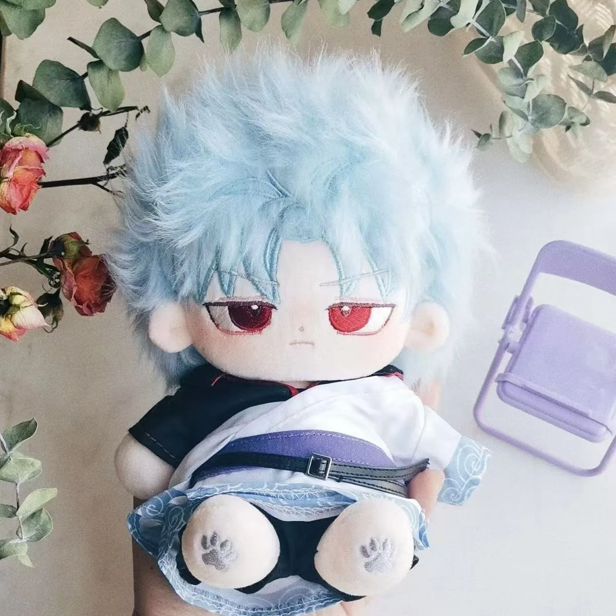 Animation Peripherie Cos Anime Gintama Gintoki süße Baumwoll puppe 20cm Cartoon Dressing Plüsch Puppe Geschenk Spielzeug für Kinder Erwachsene