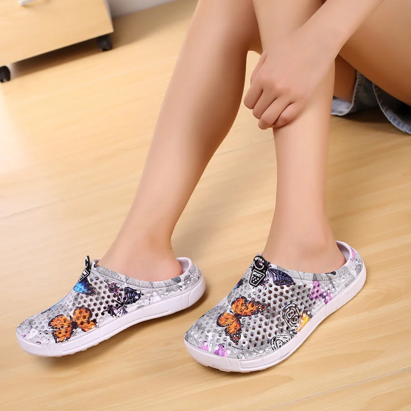 Large Print Hole Slipper Shoes Women\'s Lightweight Soft Garden Shoes New EVA Beach Slippers Man Water Shoes